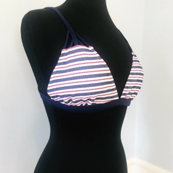 Red White & Blue Stripe Bikini Top Size Large - Picture 4 of 5